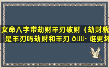 女命八字带劫财羊刃破财（劫财就是羊刃吗劫财和羊刃 🕷 谁更坏）